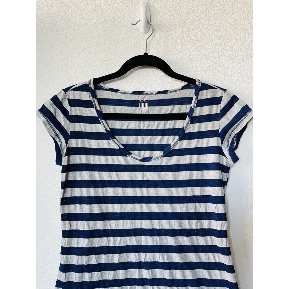 Victoria Secret Sport‎ VSX stripe blue sport top Shirt Sexy XS V-neck Shirt